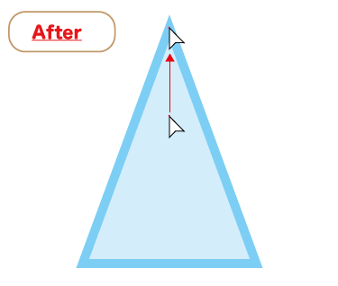 ダイレクト選択ツールで変形した三角のアフター
